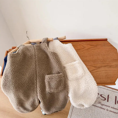 -キッズ ボアフリース サスペンダー パンツ サロペット - mamahalo shop - サロペットパンツ・サスペンダーパンツ -  べビー服 - 子供服 - 男の子 - 女の子