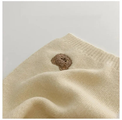 -キッズ ニット くま ベア ボーダー チェック マフラー スカーフ - mamahalo shop - ネックウォーマー -  べビー服 - 子供服 - 男の子 - 女の子