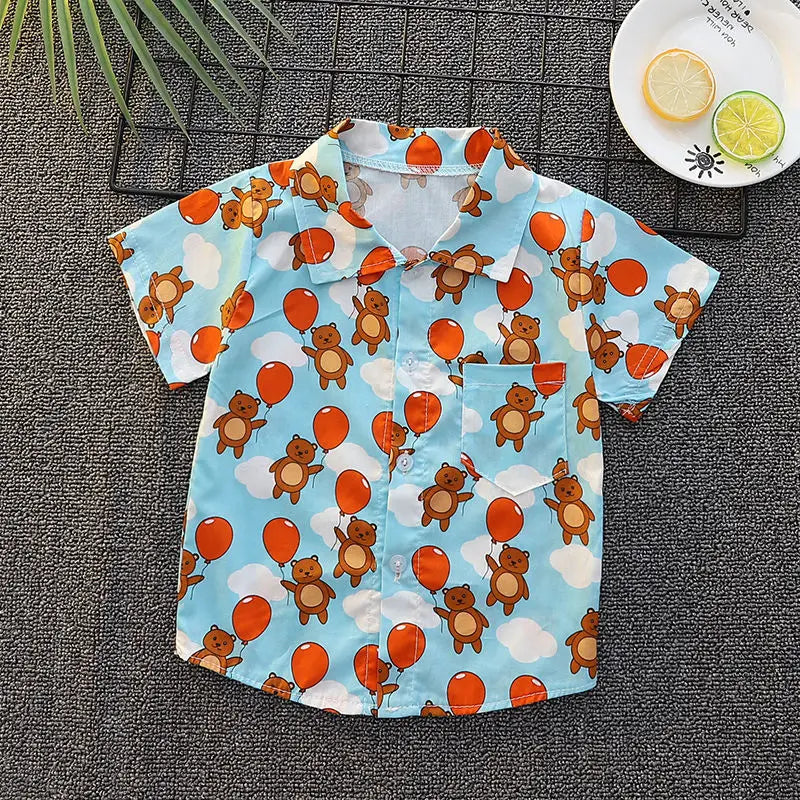 -キッズトップス プリント半袖シャツ タイガー虎 くまベア パンダ ワニ - mamahalo shop - 半袖シャツ・ブラウス -  べビー服 - 子供服 - 男の子 - 女の子