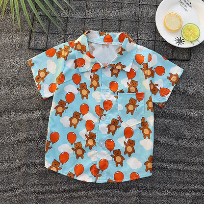 -キッズトップス プリント半袖シャツ タイガー虎 くまベア パンダ ワニ - mamahalo shop - 半袖シャツ・ブラウス -  べビー服 - 子供服 - 男の子 - 女の子