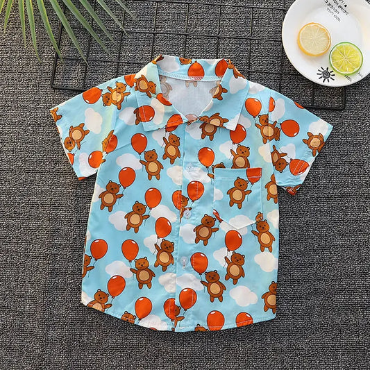 -キッズトップス プリント半袖シャツ タイガー虎 くまベア パンダ ワニ - mamahalo shop - 半袖シャツ・ブラウス -  べビー服 - 子供服 - 男の子 - 女の子