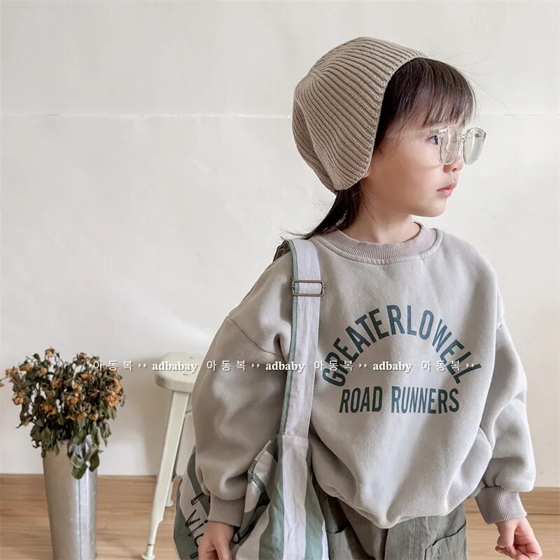 -キッズ レターロゴ 裏フリース スウェット トップス トレーナー - mamahalo shop - トレーナー・フーディ -  べビー服 - 子供服 - 男の子 - 女の子