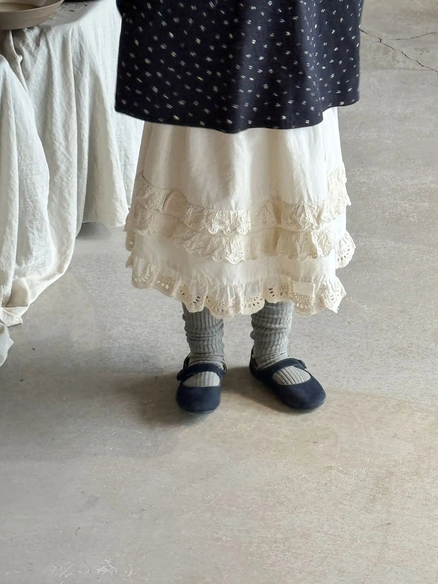 -キッズスカート レースフリルロングスカート ベージュ【mh0007160】 - mamahalo shop - スカート -  べビー服 - 子供服 - 男の子 - 女の子