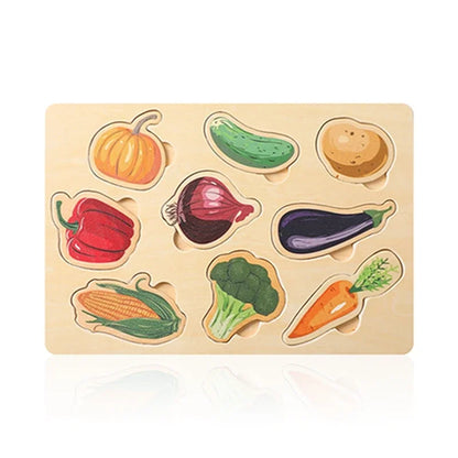 -ジグソー パズル セット 木製 おもちゃ 動物 野菜 ボード マッチング【mh0001027】 - mamahalo shop - Toy (おもちゃ・木製玩具）etc. -  べビー服 - 子供服 - 男の子 - 女の子