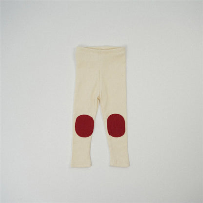 -キッズパンツ リブレギンスパンツ 膝パッチ 4カラー【mh0004422】 - mamahalo shop - レギンスパンツ -  べビー服 - 子供服 - 男の子 - 女の子