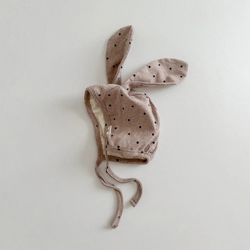 -ベビー帽子 水玉ドットうさ耳ボンネット帽子 3カラー【mh0006959】 - mamahalo shop - ベビー用帽子 -  べビー服 - 子供服 - 男の子 - 女の子