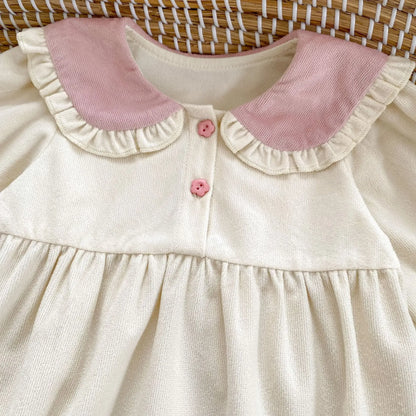 -ベビーロンパース うさ耳カラーフリル長袖ボディスーツ - mamahalo shop - 長袖ロンパース -  べビー服 - 子供服 - 男の子 - 女の子