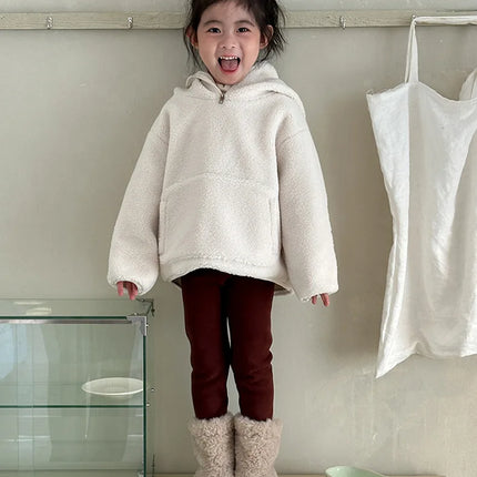 キッズトップス ボアフリースシンプルフーディプルオーバー - mamahalo shop - トレーナー・フーディ -  べビー服 - 子供服 - 男の子 - 女の子