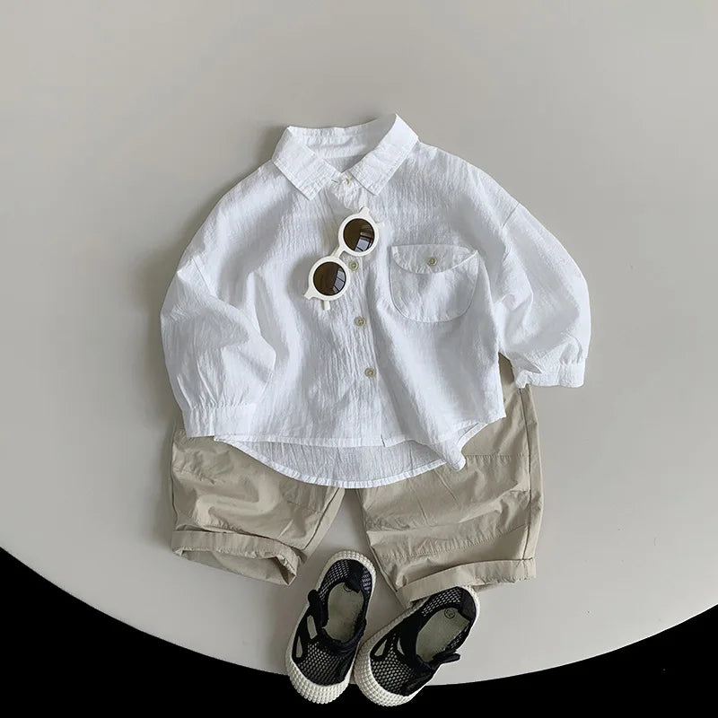 -キッズパンツ ルーズクロップドパンツ シンプルベーシック 2カラー - mamahalo shop - ロングパンツ・スウェットパンツ -  べビー服 - 子供服 - 男の子 - 女の子