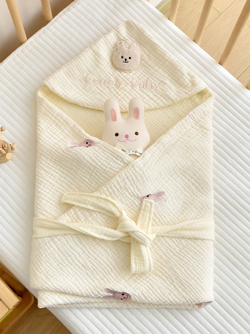 -ベビーブランケット おくるみ スワドル ベアくま うさぎバニー 刺繍 - mamahalo shop - ベビーブランケット・タオル -  べビー服 - 子供服 - 男の子 - 女の子