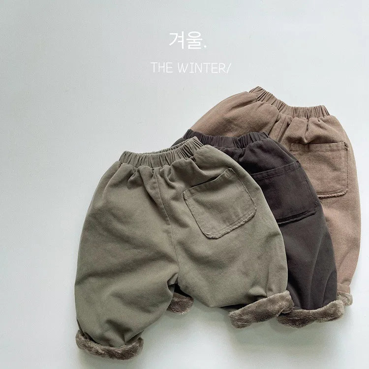 -キッズパンツ 裏ファーフリース ルーズパンツ シンプル ベーシック 無地 3カラー ボーイズ 男の子 子供服 - mamahalo shop - ロングパンツ・スウェットパンツ -  べビー服 - 子供服 - 男の子 - 女の子