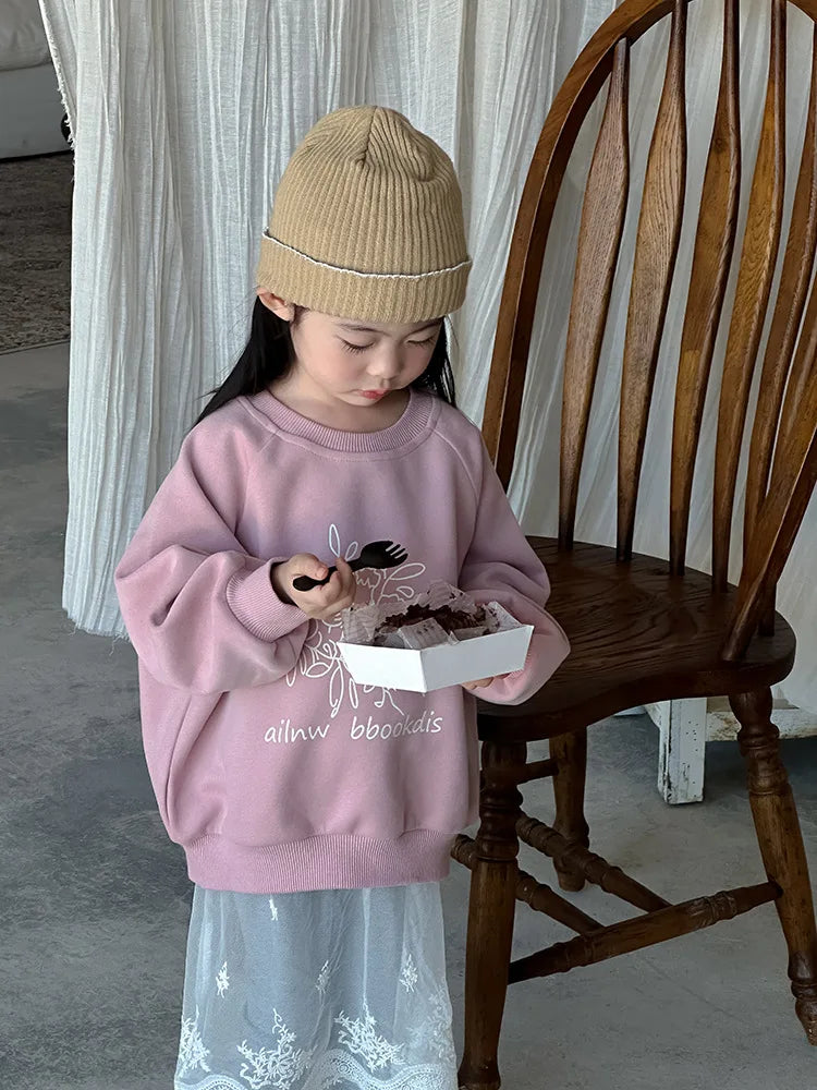 -キッズトップス 長袖プリントルーズスウェットシャツプルオーバー 2カラー - mamahalo shop - トレーナー・フーディ -  べビー服 - 子供服 - 男の子 - 女の子