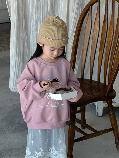 -キッズトップス 長袖プリントルーズスウェットシャツプルオーバー 2カラー - mamahalo shop - トレーナー・フーディ -  べビー服 - 子供服 - 男の子 - 女の子