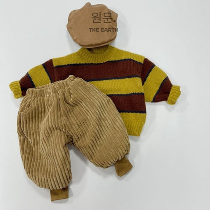 -キッズ セーター ニット レトロボーダー ルーズトップス 3カラー ボーイズ 男の子 子供服 7830 - mamahalo shop - ニット・セーター -  べビー服 - 子供服 - 男の子 - 女の子