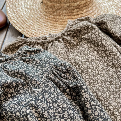 -キッズ フラワー 長袖 パフスリーブ ブラウス スモック - mamahalo shop - 長袖シャツ・ブラウス -  べビー服 - 子供服 - 男の子 - 女の子