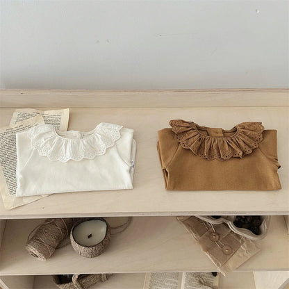 -ベビートップス 長袖Tシャツ フリルレース襟 2カラー【mh0006390】 - mamahalo shop - 長袖Tシャツ -  べビー服 - 子供服 - 男の子 - 女の子