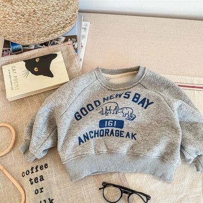 -キッズスウェットシャツ トレーナー カレッジトレーナー しろくまプリント グレー ブルー 3カラー ボーイズ 男の子 子供服 - mamahalo shop - トレーナー・フーディ -  べビー服 - 子供服 - 男の子 - 女の子