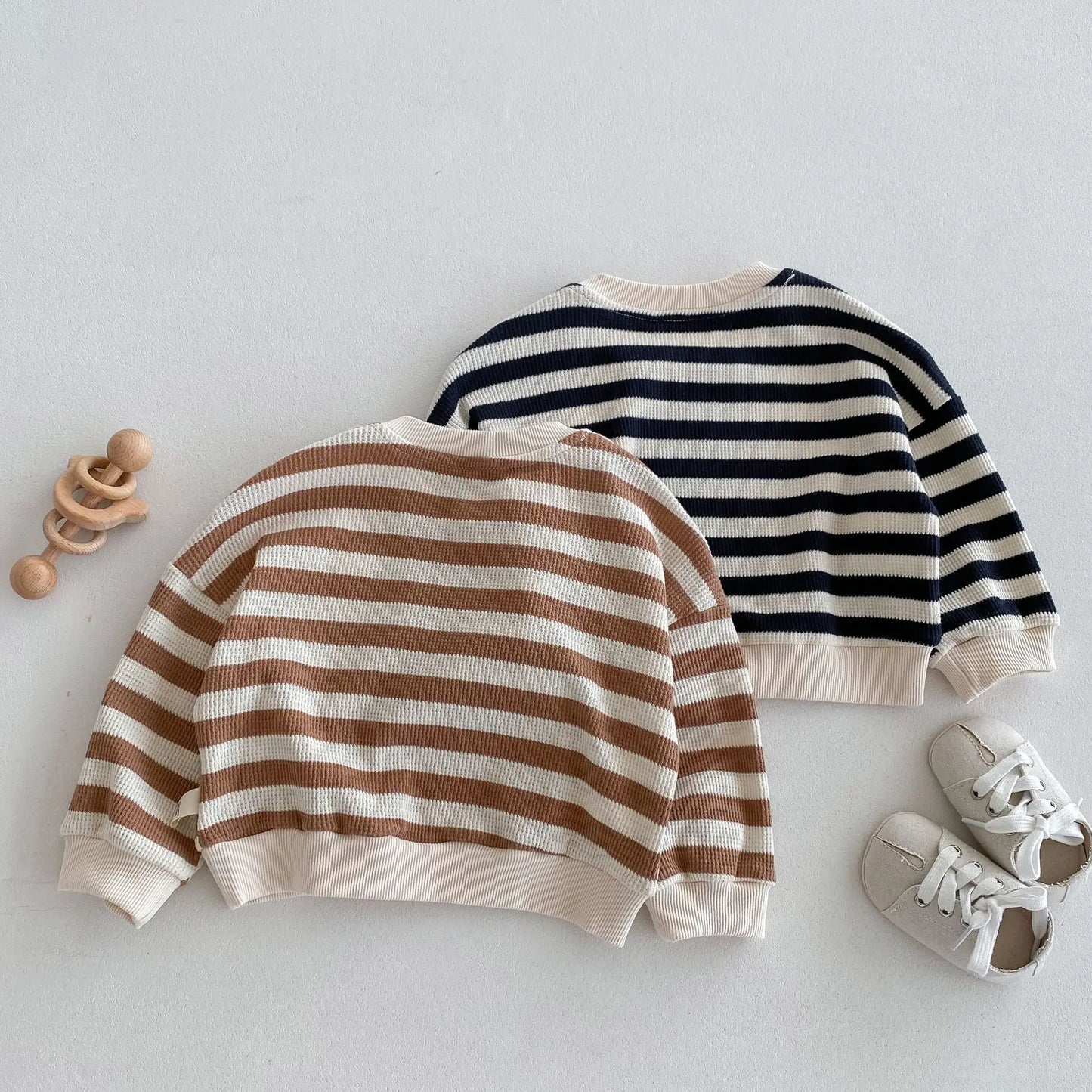 -ベビーキッズトップス ボーダー 長袖Tシャツ スウェットシャツ 2カラー【mh0006464】 - mamahalo shop - 長袖Tシャツ -  べビー服 - 子供服 - 男の子 - 女の子