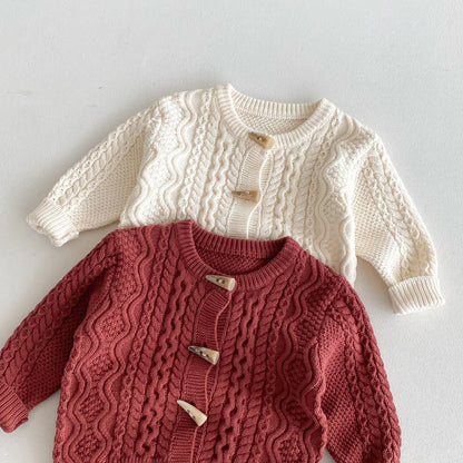 -キッズカーディガン ニットジャケット ダッフルボタン トグルボタン 2カラー【mh0006645】 - mamahalo shop - カーディガン・パーカー -  べビー服 - 子供服 - 男の子 - 女の子