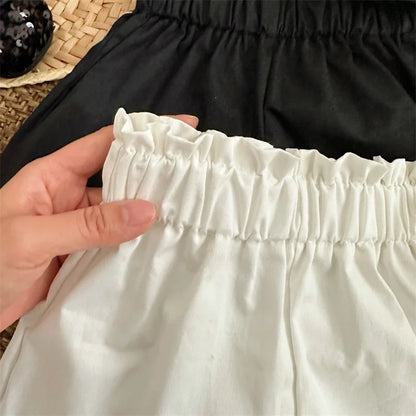 -キッズパンツ ハイウエスト ショートパンツ 2カラー【mh0005304】 - mamahalo shop - ハーフパンツ・ショートパンツ -  べビー服 - 子供服 - 男の子 - 女の子