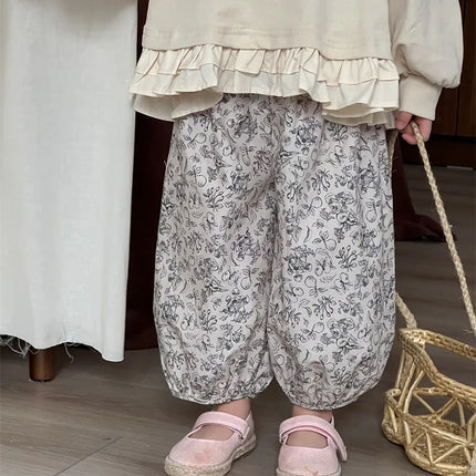 キッズパンツ フラワープリントルーズロングバルーンパンツ - mamahalo shop - ロングパンツ・スウェットパンツ -  べビー服 - 子供服 - 男の子 - 女の子