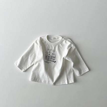 キッズトップス HOTELプリント柄長袖Tシャツ - mamahalo shop - 長袖Tシャツ -  べビー服 - 子供服 - 男の子 - 女の子