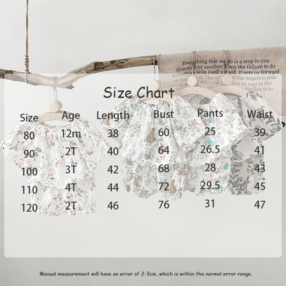 -キッズセットアップ 2点セット ダブルガーゼ 半袖スモックブラウス+バルーンショートパンツ ボタニカルプリント ルームウェア 4カラー【mh0004895】 - mamahalo shop - 半袖セットアップ -  べビー服 - 子供服 - 男の子 - 女の子