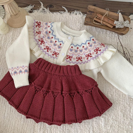 ベビーキッズスカート ニットプリーツパンツインミニスカート - mamahalo shop - スカート -  べビー服 - 子供服 - 男の子 - 女の子