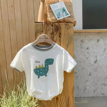 -ベビーロンパース 恐竜ダイナソープリント 半袖ボディスーツ 3カラー【mh0005167】 - mamahalo shop - 半袖ロンパース -  べビー服 - 子供服 - 男の子 - 女の子