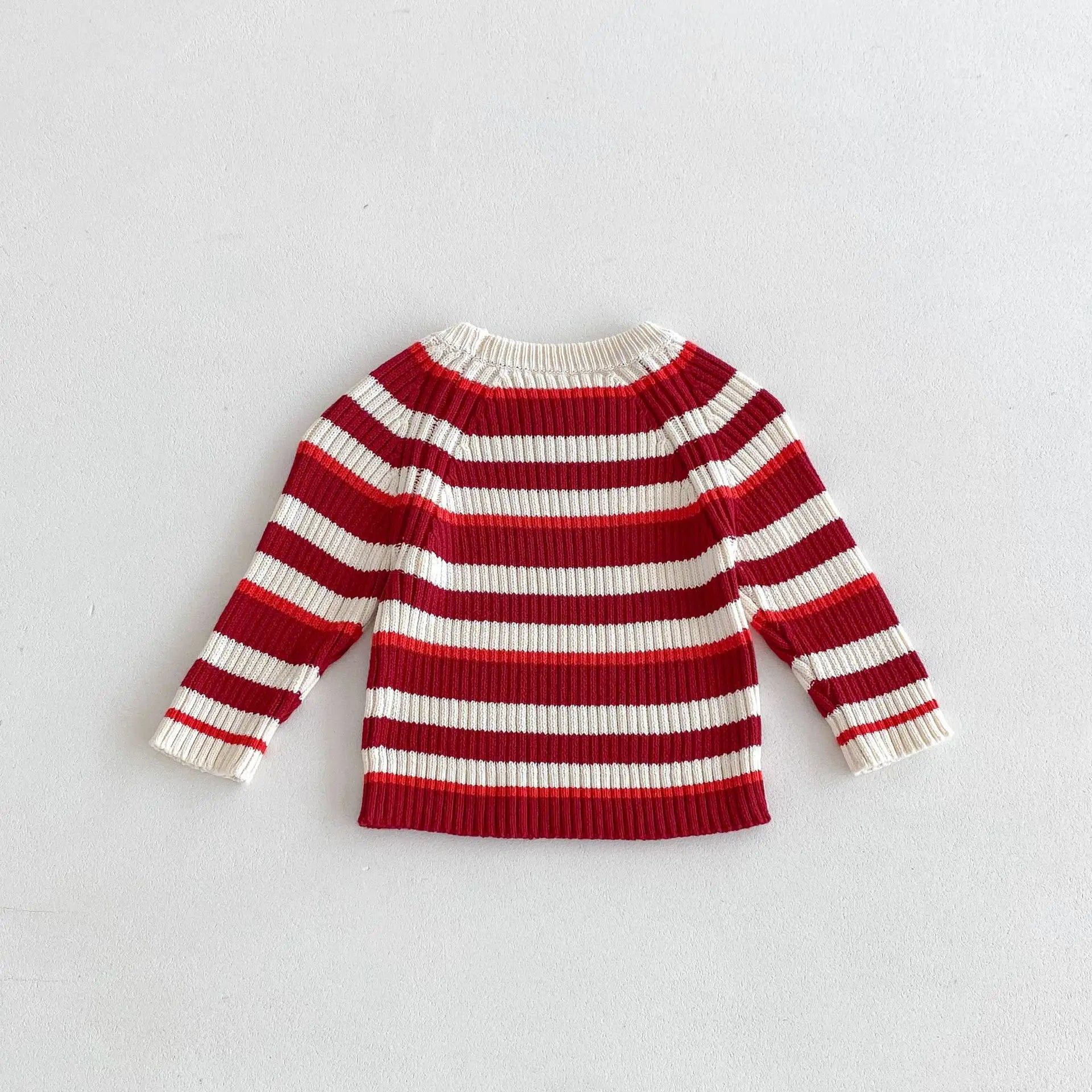 -キッズトップス レトロボーダーニットカットソーTシャツ - mamahalo shop - 長袖Tシャツ -  べビー服 - 子供服 - 男の子 - 女の子