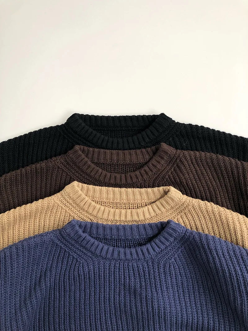 -キッズトップス シンプルベーシックニット長袖セーター 4カラー【mh0006976】 - mamahalo shop - ニット・セーター -  べビー服 - 子供服 - 男の子 - 女の子