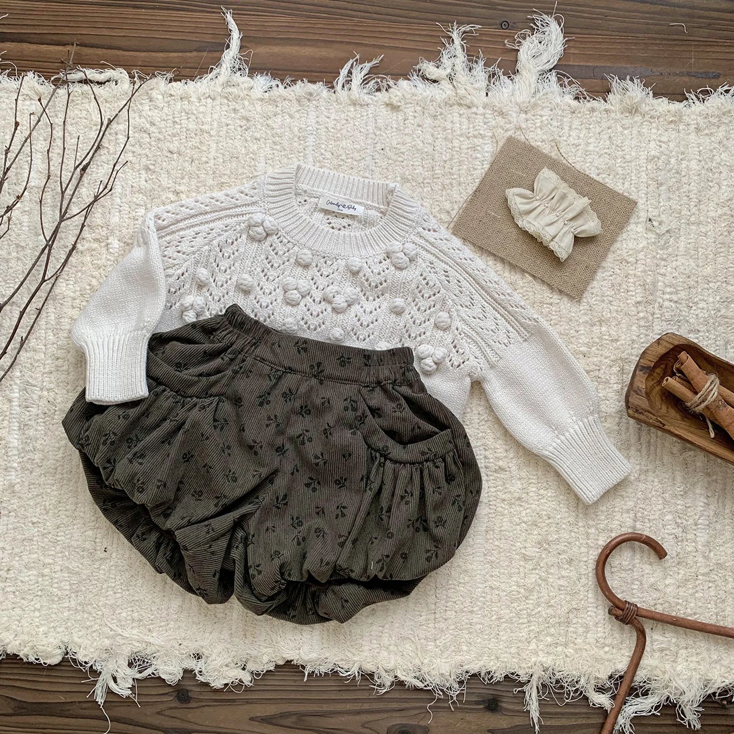 -ベビーキッズパンツ フラワー小花柄バルーンかぼちゃパンツ 2カラー - mamahalo shop - ハーフパンツ・ショートパンツ -  べビー服 - 子供服 - 男の子 - 女の子