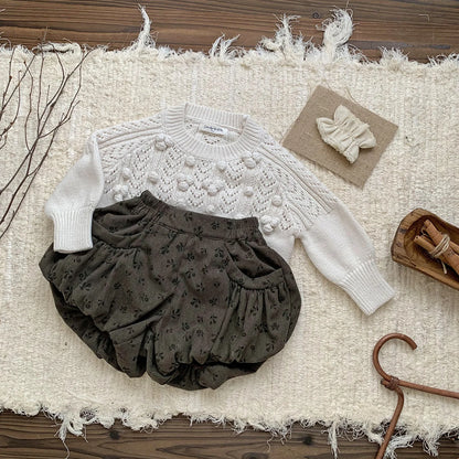 -ベビーキッズパンツ フラワー小花柄バルーンかぼちゃパンツ 2カラー - mamahalo shop - ハーフパンツ・ショートパンツ -  べビー服 - 子供服 - 男の子 - 女の子