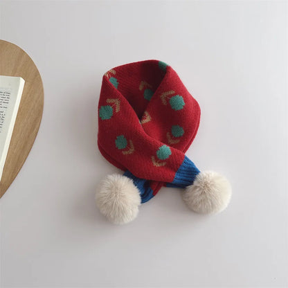 -キッズマフラー ぽんぽん付きネックウォーマー フラワー花柄 ガールズ 女の子 子供服【mh0003327】 - mamahalo shop - ネックウォーマー -  べビー服 - 子供服 - 男の子 - 女の子