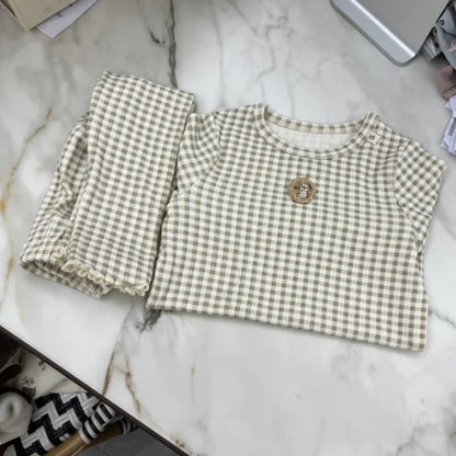 -キッズジュニアパジャマセット 長袖Tシャツ+ロングパンツ ガーリースタイル - mamahalo shop - 長袖パジャマ -  べビー服 - 子供服 - 男の子 - 女の子