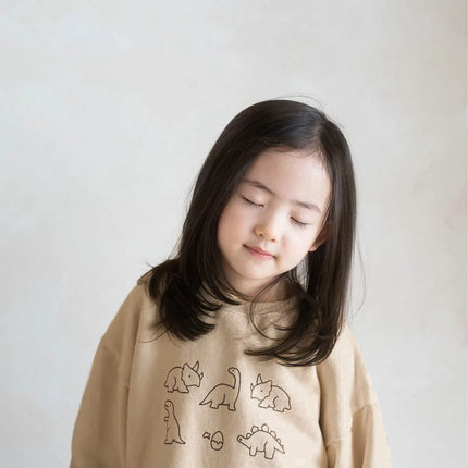 ベビートップス ダイナソー恐竜プリント長袖スウェットTシャツ 2カラー - mamahalo shop - 長袖Tシャツ -  べビー服 - 子供服 - 男の子 - 女の子