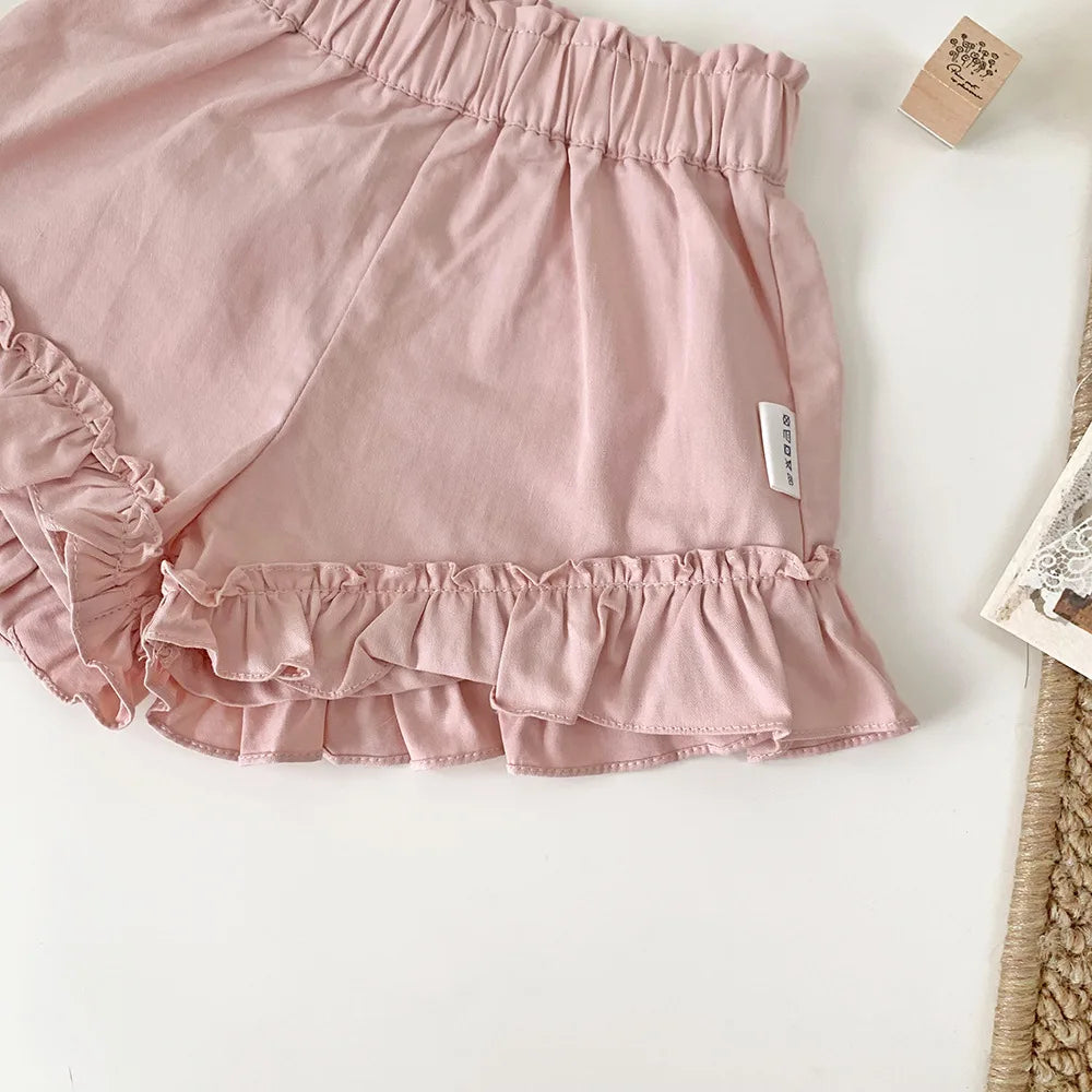 -ベビーキッズパンツ 裾フリル ショートパンツ 2カラー - mamahalo shop - ハーフパンツ・ショートパンツ -  べビー服 - 子供服 - 男の子 - 女の子