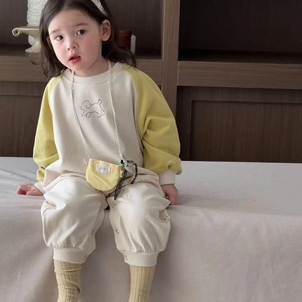 ベビーロンパース パッチワーク長袖ジャンプスーツ - mamahalo shop - 長袖ロンパース -  べビー服 - 子供服 - 男の子 - 女の子