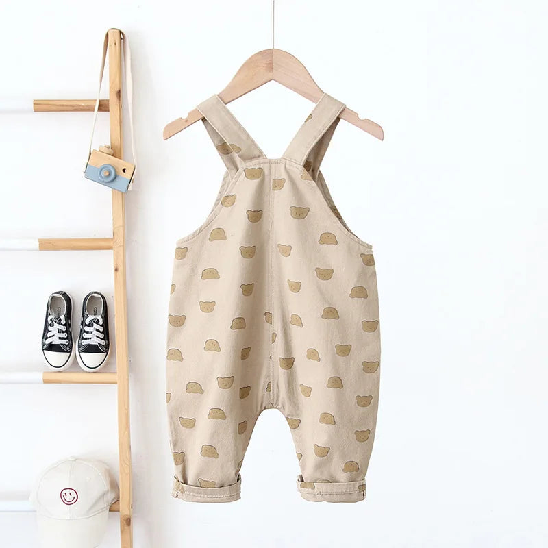 -ベビーオーバーオール サスペンダーパンツ サロペット ベアくまプリント 2カラー - mamahalo shop - オーバーオール -  べビー服 - 子供服 - 男の子 - 女の子