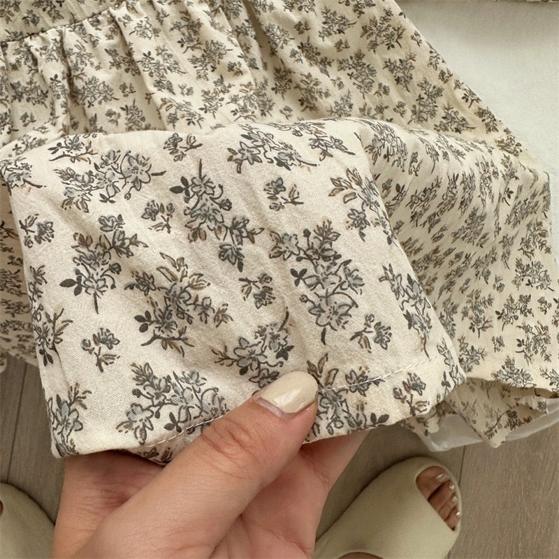 -キッズ レース ビッグカラー フラワー 花柄 長袖 ワンピース ガールズ - mamahalo shop - 長袖ワンピース -  べビー服 - 子供服 - 男の子 - 女の子