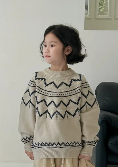 -キッズトップス 幾何学デザインニットセーター 2カラー - mamahalo shop - ニット・セーター -  べビー服 - 子供服 - 男の子 - 女の子