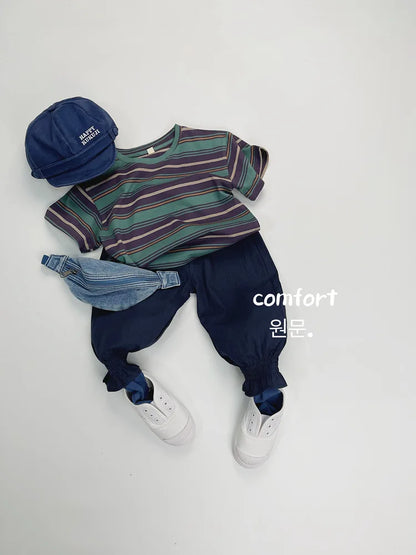 -キッズトップス 半袖Tシャツ レトロボーダー 3カラー - mamahalo shop - 半袖Tシャツ -  べビー服 - 子供服 - 男の子 - 女の子