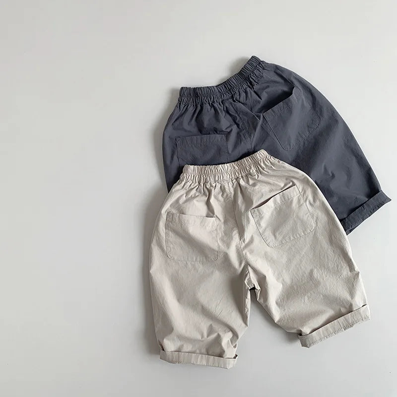 -キッズパンツ ルーズクロップドパンツ シンプルベーシック 2カラー - mamahalo shop - ロングパンツ・スウェットパンツ -  べビー服 - 子供服 - 男の子 - 女の子