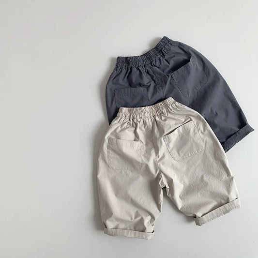 -キッズパンツ ルーズクロップドパンツ シンプルベーシック 2カラー - mamahalo shop - ロングパンツ・スウェットパンツ -  べビー服 - 子供服 - 男の子 - 女の子