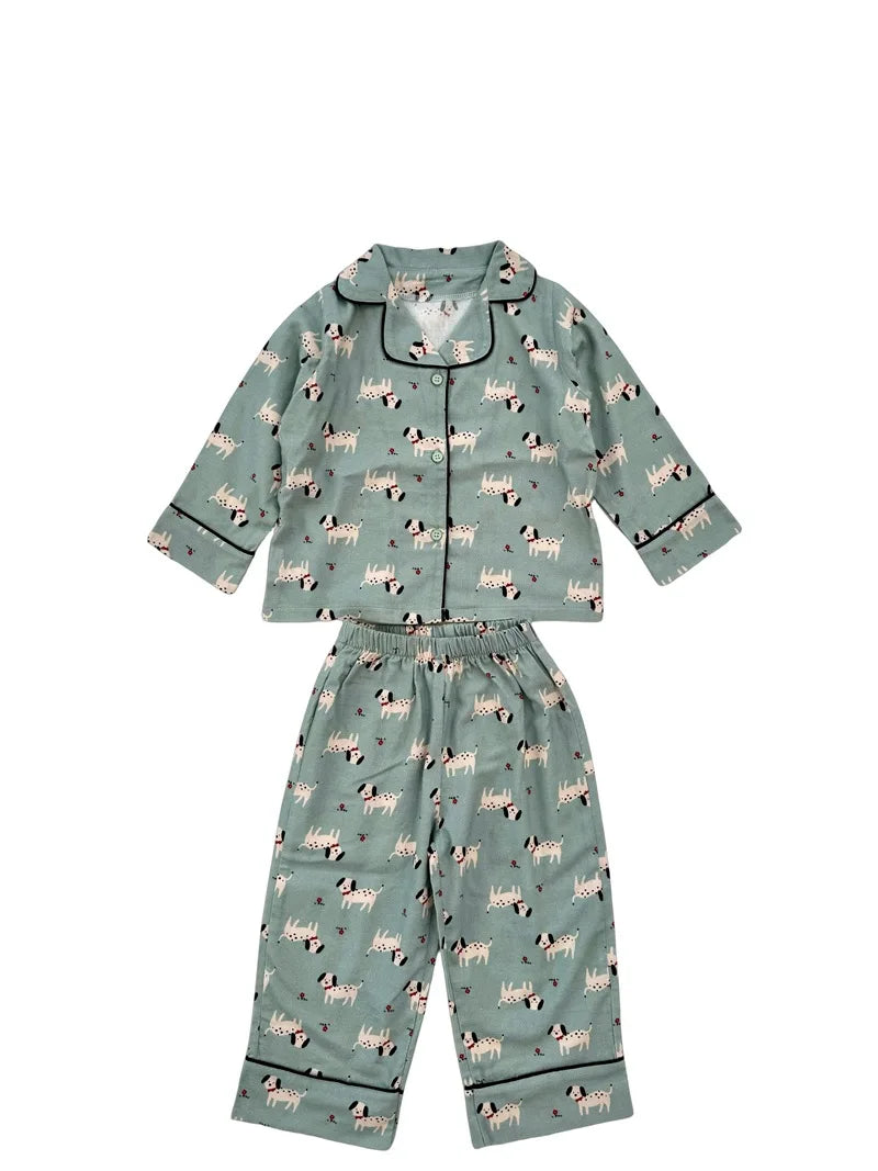 -キッズパジャマセット アニマルプリント長袖シャツ+ロングパンツ 5カラー【mh0007314】 - mamahalo shop - 長袖パジャマ -  べビー服 - 子供服 - 男の子 - 女の子