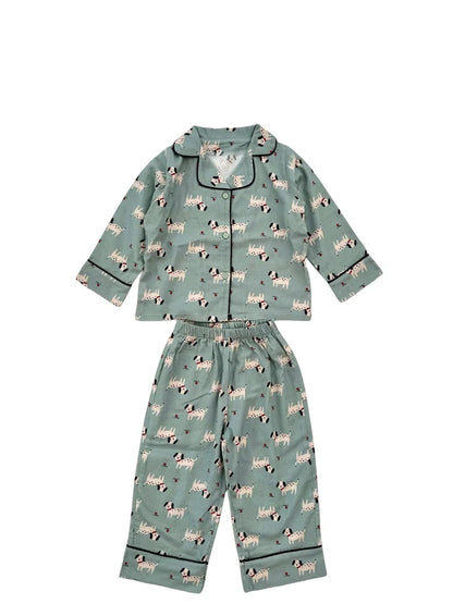 -キッズパジャマセット アニマルプリント長袖シャツ+ロングパンツ 5カラー【mh0007314】 - mamahalo shop - 長袖パジャマ -  べビー服 - 子供服 - 男の子 - 女の子