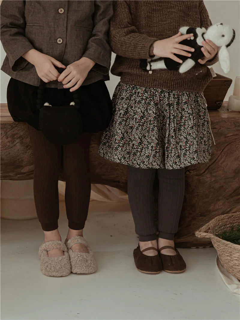 -キッズレギンスパンツ リブニットタイツ レギパン 裏フリース 6カラー - mamahalo shop - ベビー用靴下・タイツ -  べビー服 - 子供服 - 男の子 - 女の子