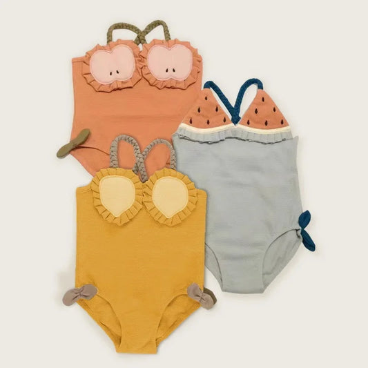 -キッズ水着 ワンピース フルーツデザイン スイムウェア 3カラー【mh0005136】 - mamahalo shop - ベビー用水着 -  べビー服 - 子供服 - 男の子 - 女の子