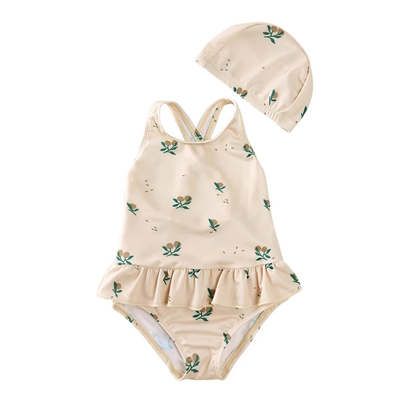 -キッズ水着 帽子セット ノースリーブワンピース ラッシュガード 虹レインボー 水玉ドット ストライプ トロピカル スイムウェア【mh0005125】 - mamahalo shop - ベビー用水着 -  べビー服 - 子供服 - 男の子 - 女の子