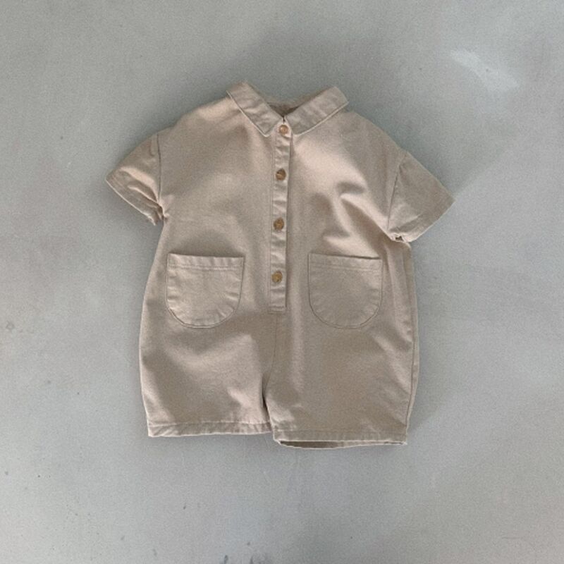 -キッズジャンプスーツ デニム 半袖つなぎ ショートジャンプスーツ 2カラー【mh0006051】 - mamahalo shop - 半袖ジャンプスーツ -  べビー服 - 子供服 - 男の子 - 女の子